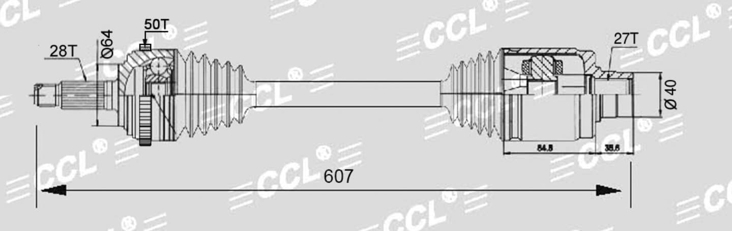 Привод CCL LH Honda ODYSSEY RA6 2.3 99-03 28*607*27