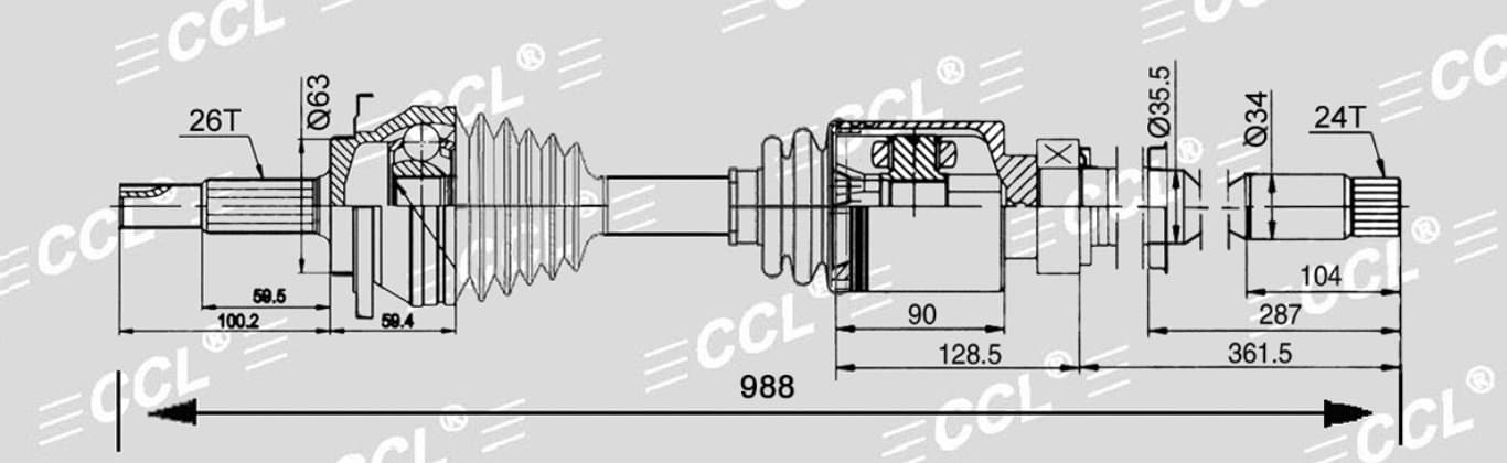 Привод RH CCL Toyota RAV4 ACA33 2.4 4WD 2006-2012 26*988*24