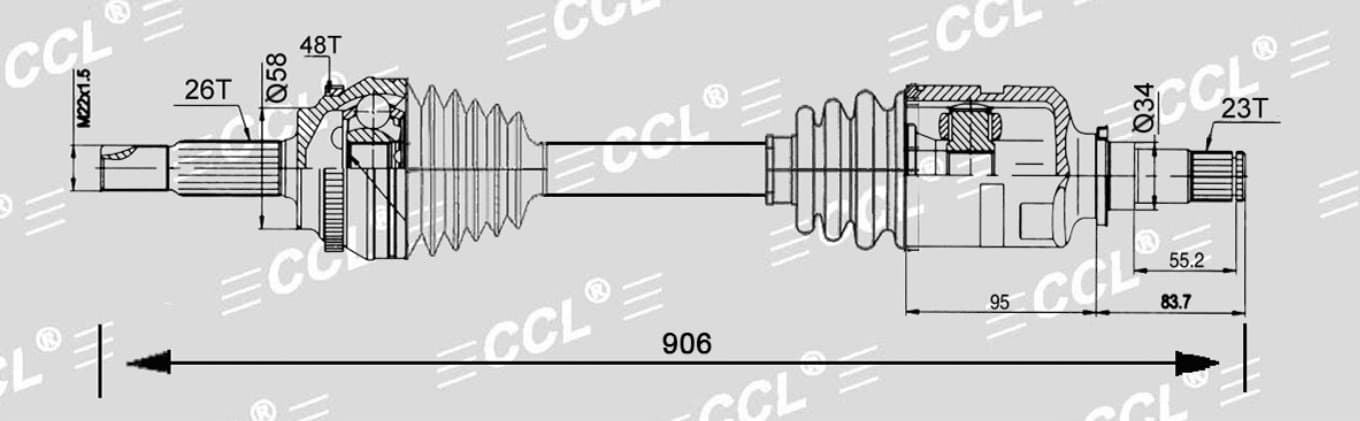 Привод CCL RH Toyota COROLLA E120/130 02-07 26*906*23