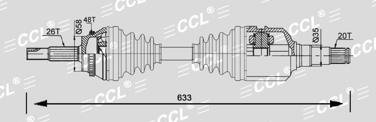 Привод CCL LH Toyota COROLLA E140 1.8 08-13 26*633*20