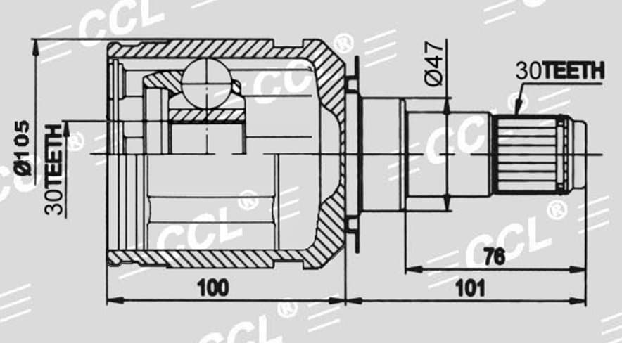 Шрус внут CCL RL Toyota LAND CRUISER 100 4.7 30*47*30 — фото 2