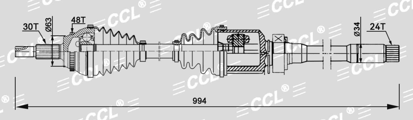 Привод CCL RH Lexus RX270-350-450 4WD 2008-2014/HIGHLANDER XU50 30*994*24