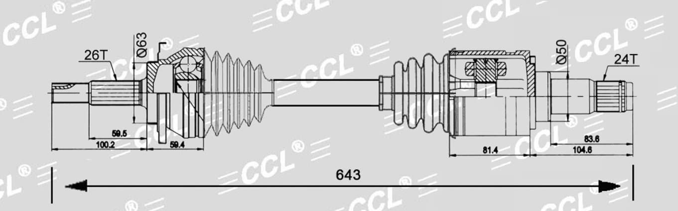 Привод LH CCL Toyota RAV4 ACA33 2.4 4WD 2006-2012 26*643*24